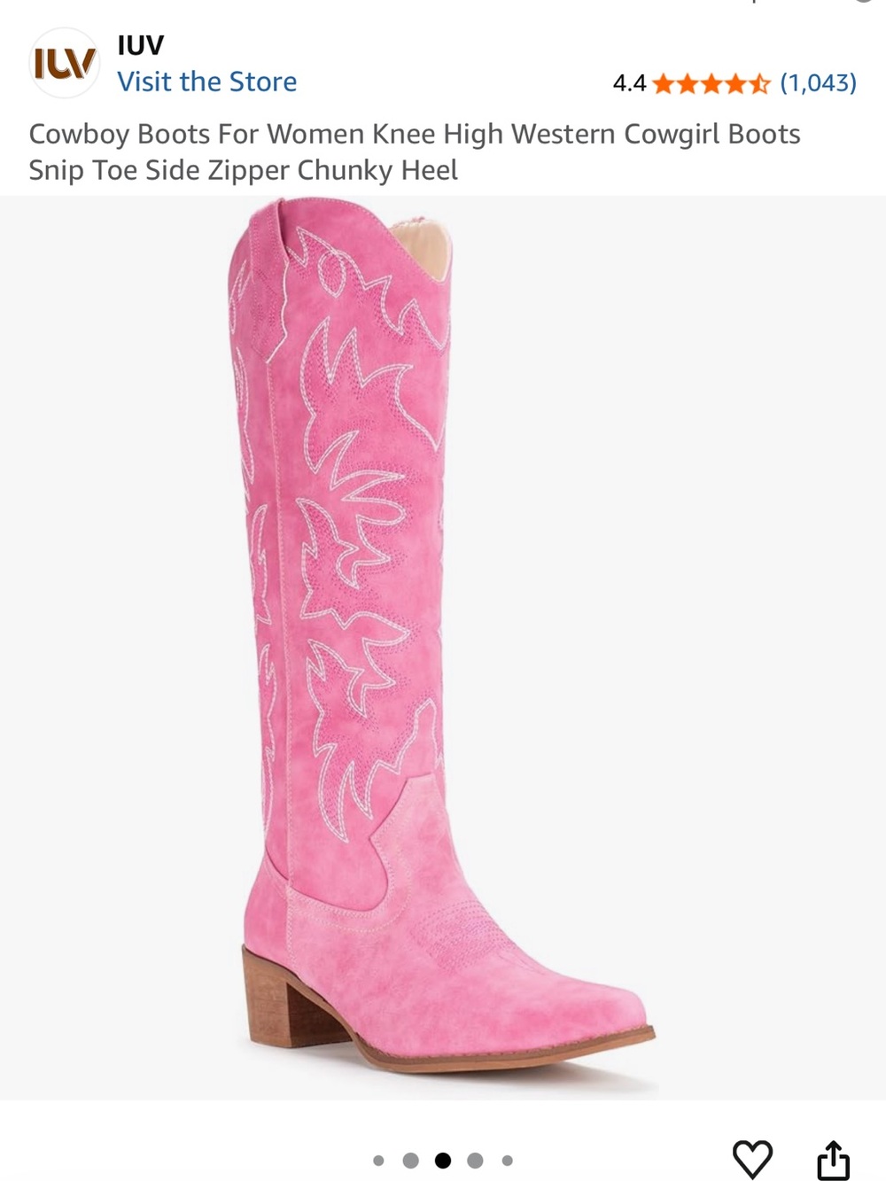 Women's Knee-High Pink Cowboy Boots